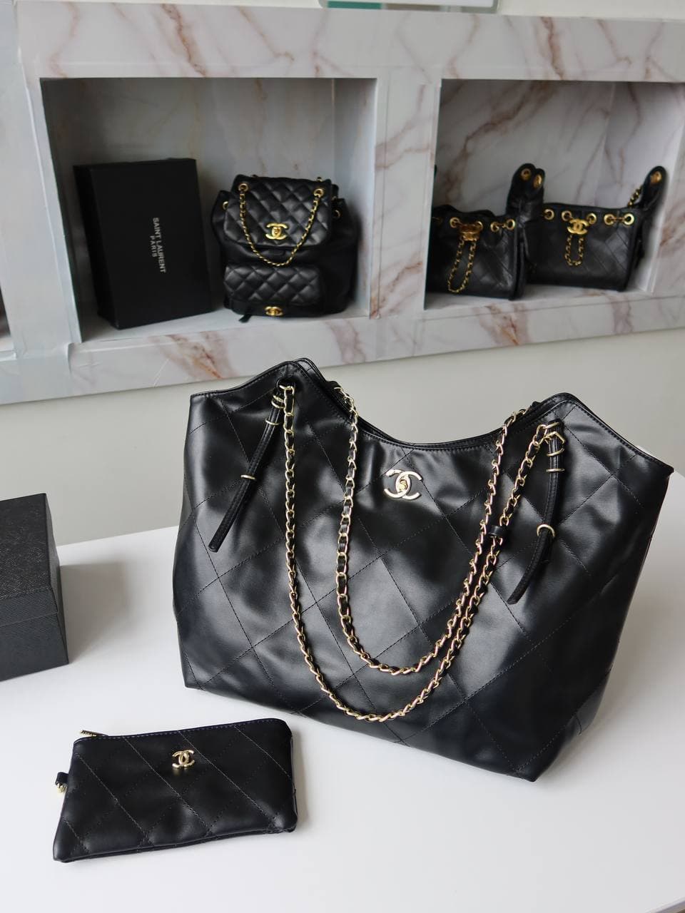 Chanel black gold жіноча сумка